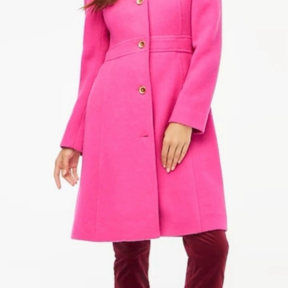 JCrew Factory Pink Wool Lady Coat with Gold Buttons - Picture 3 of 10